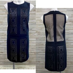 Tibi Black Geometric Cutout Sheath Dress